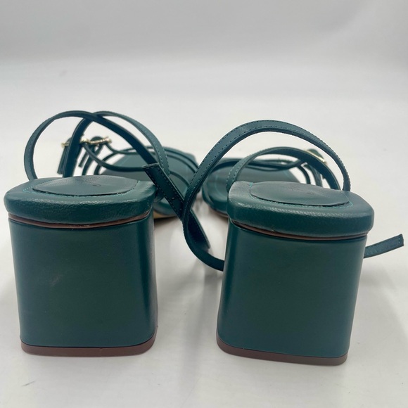 New Free People SZ 38 US 7 Niki Strappy Block Heel Square Toe Sandal Oasis Teal - Picture 5 of 7